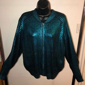 H & M Turquoise Metallic Knit Sweater